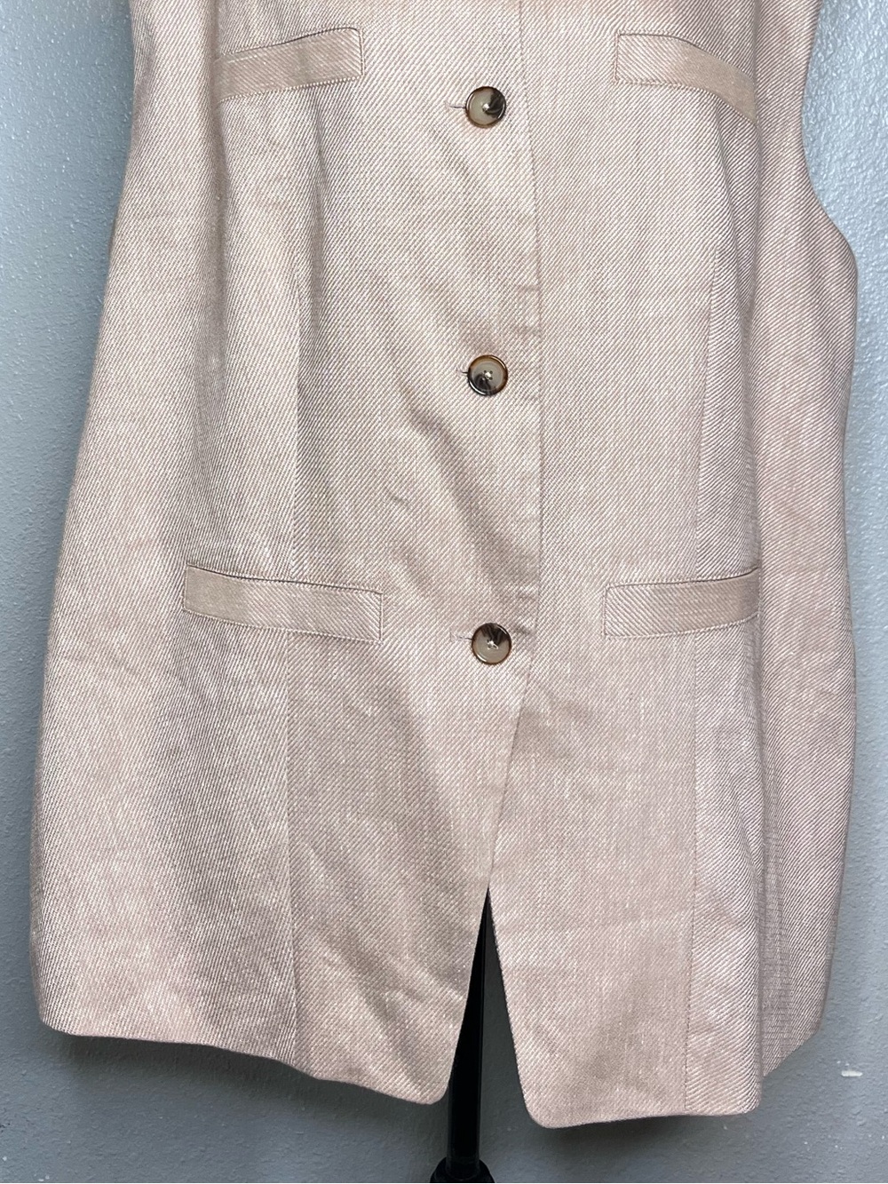 NWT Linen Blend Oatmeal Career Office Button Front Sleeveless Vest Sz 20W - Picture 4 of 11